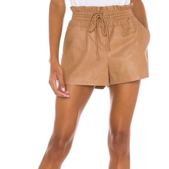 Philanthropy Pants - Philanthropy Emma Shorts Vegan Leather Camel Size Medium Paper Bag NWT